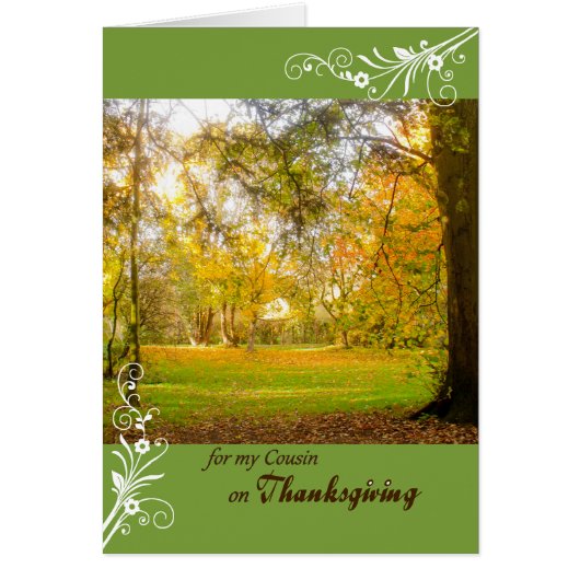 Thanksgiving for Cousin Fall Colors Park Scene (Front)