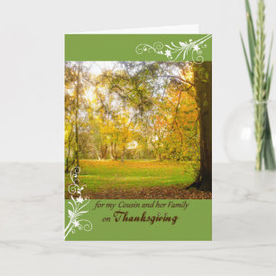 Thanksgiving for Cousin & Her Family Fall Colors Holiday Card