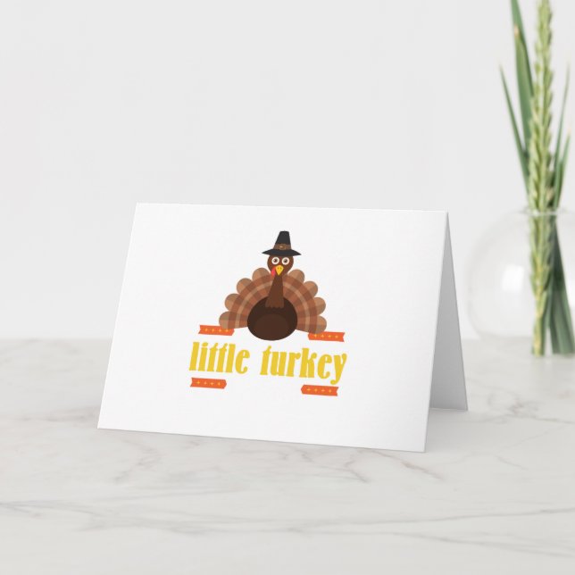 Thanksgiving for kids little turkey holiday card (Front)