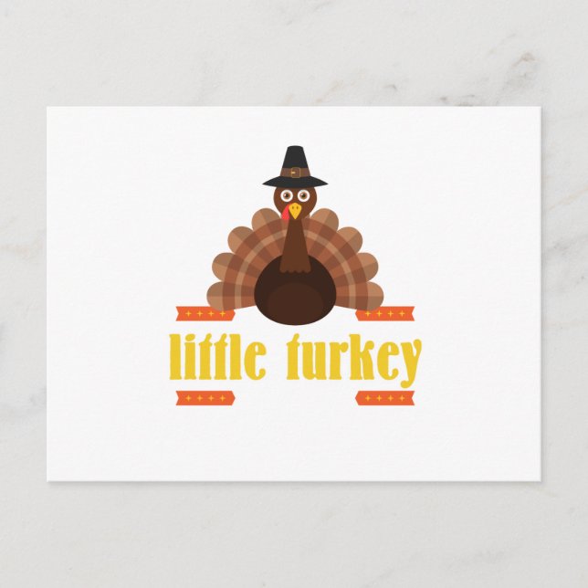 Thanksgiving for kids little turkey holiday postcard (Front)