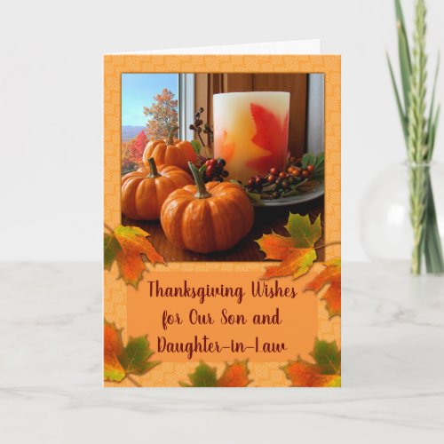 Thanksgiving for Son and Daughter in Law Autumn Card