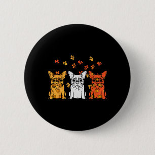 Thanksgiving French Bulldog Fall Frenchie Dog Men  Button