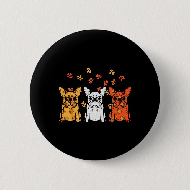 Thanksgiving French Bulldog Fall Frenchie Dog Men  Button (Front)