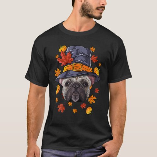 Thanksgiving French Bulldog Pilgrim Costume Fall A T_Shirt