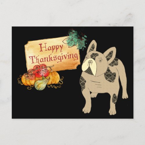 Thanksgiving French Bulldog postcard