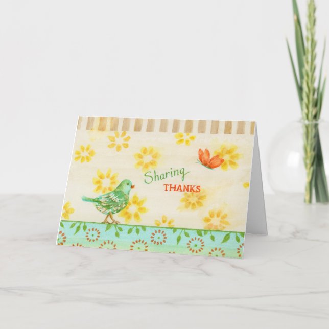 Thanksgiving Friend Sharing Thanks Bird Card (Front)