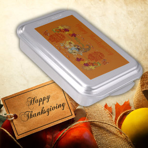 Thanksgiving Friendsgiving Autumn on orange Cake Pan