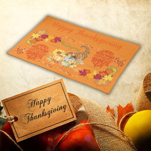 Thanksgiving Friendsgiving Autumn on orange   Cloth Placemat