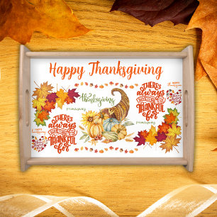 Thanksgiving Friendsgiving Autumn on white   Serving Tray
