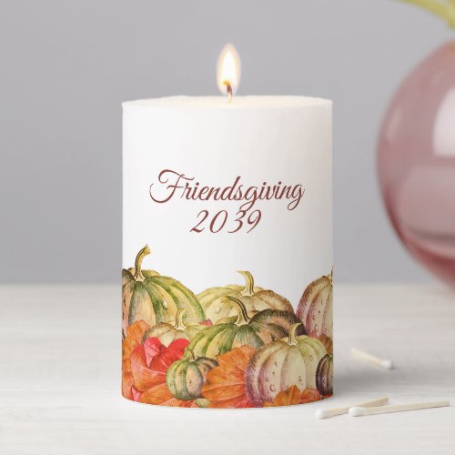 Thanksgiving Friendsgiving  Fall colors Pumpkins  Pillar Candle