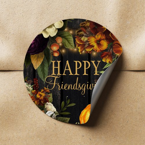 Thanksgiving Friendsgiving fall elegant script Classic Round Sticker