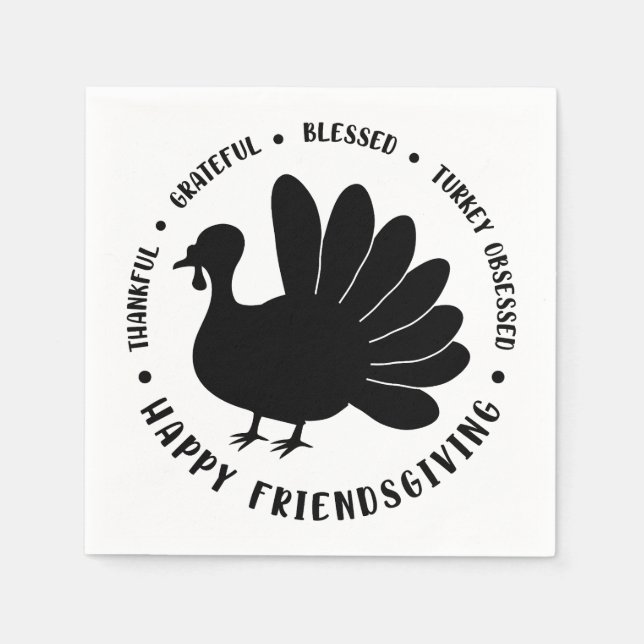 Thanksgiving Friendsgiving Fall Turkey | Holiday  Napkins (Front)