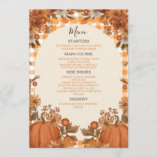 Thanksgiving Friendsgiving Menu Card Pumpkin