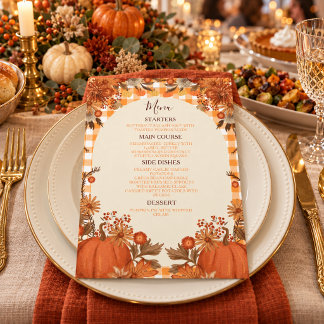 Thanksgiving Friendsgiving Menu Card Pumpkin