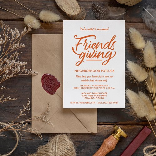 Thanksgiving Friendsgiving Neighborhood Potluck  Invitation