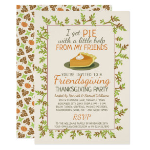 friendsgiving invitations zazzle pie party invitations