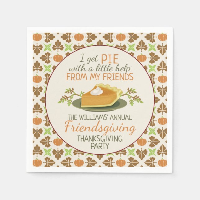 Thanksgiving Friendsgiving Party Pumpkin Pie Funny Napkins (Front)