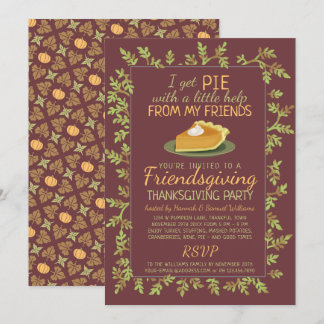 Thanksgiving Friendsgiving Party Pumpkin Pie Humor Invitation
