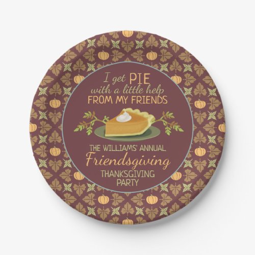 Thanksgiving Friendsgiving Party Pumpkin Pie Humor Paper Plates