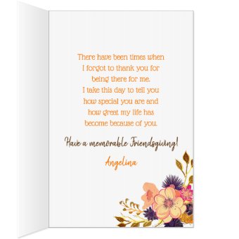 Thanksgiving Friendsgiving Pink Gold Flowers Card | Zazzle