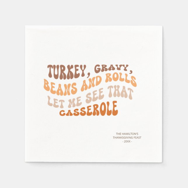 Thanksgiving Friendsgiving Retro Paper Napkins (Front)
