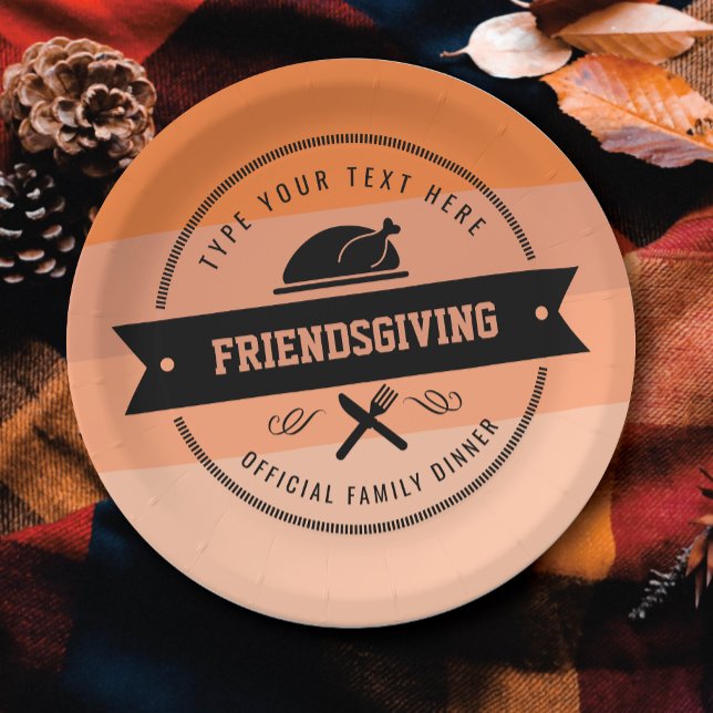 Thanksgiving Friendsgiving Turkey Personalized Paper Plates (Creator Uploaded)