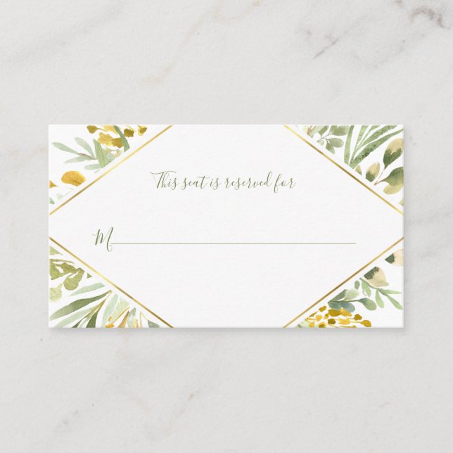 Thanksgiving Friendsgiving Watercolor Greenery Place Card (Front)