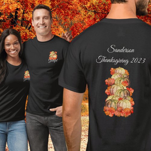 Thanksgiving Friendsgiving Watercolor Pumpkins T_Shirt