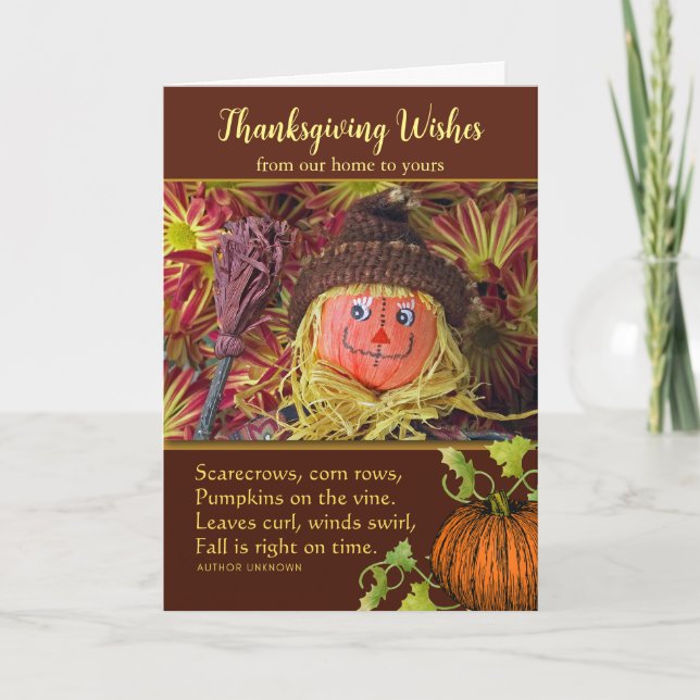Thanksgiving from Our Home Harvest Scarecrow Holiday Card (Front)
