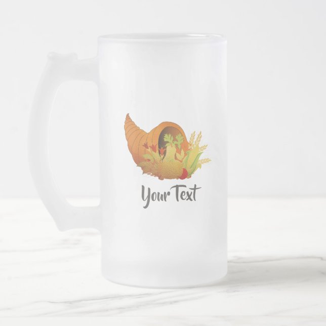 Thanksgiving Frosted Glass Beer Mug (Left)