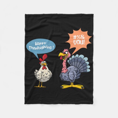 Thanksgiving Fun Turkey Vs Chicken Men Women Turke Fleece Blanket