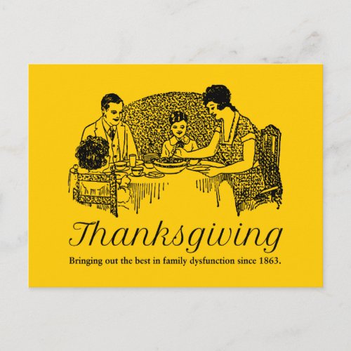 Thanksgiving Funny Family Dinner Holiday Postcard