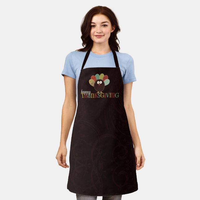 Thanksgiving Funny Patchwork Turkey Apron (Worn)