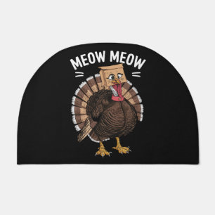 Thanksgiving Funny Turkey Cat Meow Fall Doormat