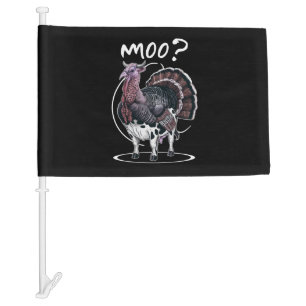 Thanksgiving Funny Turkey Cow Moo Fall Car Flag