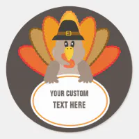 Thanksgiving Football Turkey Running Classic Round Sticker, Zazzle