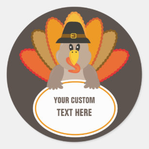 Thanksgiving funny turkey custom text template classic round sticker