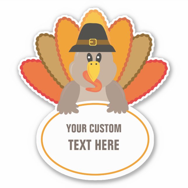Thanksgiving funny turkey custom text template sticker (Front)