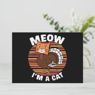 Thanksgiving Funny Turkey Fake Cat Retro Invitation