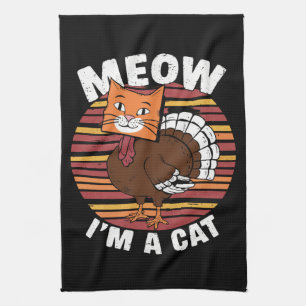 Thanksgiving Funny Turkey Fake Cat Retro Kitchen Towel