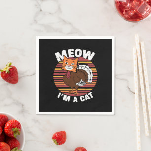 Thanksgiving Funny Turkey Fake Cat Retro Napkins