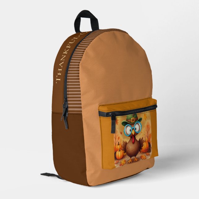 Thanksgiving,Funny Turkey , Happy Turkey  Printed Backpack (Back Corner Left)