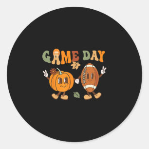 Thanksgiving Game Day Pumpkin Football Halloween F Classic Round Sticker