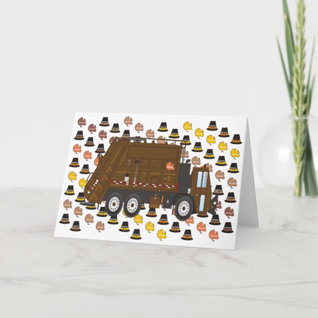 Thanksgiving Garbage Truck November Holiday Card (Front)