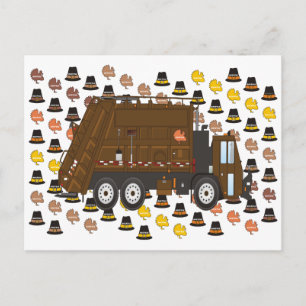 Thanksgiving Garbage Truck November Holiday Postcard