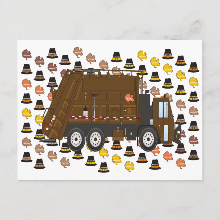 Thanksgiving Garbage Truck November Holiday Postcard Zazzle