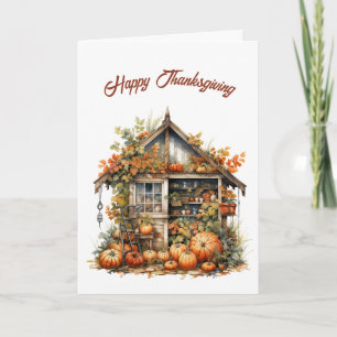 Thanksgiving Garden Shed Illustration Card