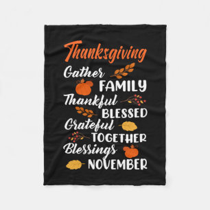 Thanksgiving Gather Family Fleece Blanket