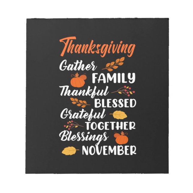 Thanksgiving Gather Family Notepad (Front)