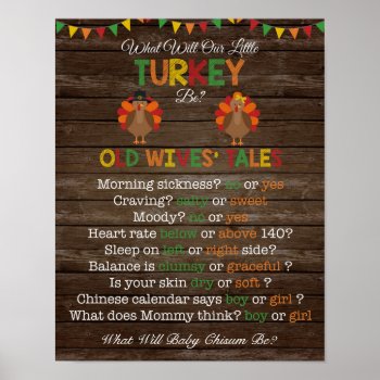 Thanksgiving Gender Reveal Old Wives' Tales Poster by AshleysPaperTrail at Zazzle